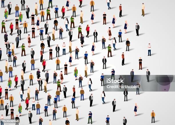 Large Group Of People Stock Illustration - Download Image Now - Market - Retail Space, Occupation, People
