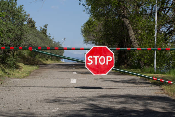 istock Road sign attached to the barrier 853507966