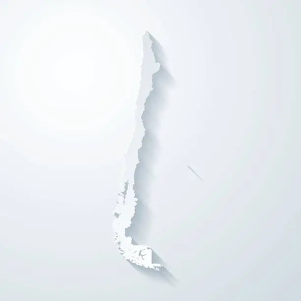 Vector illustration of Chile map with paper cut effect on blank background