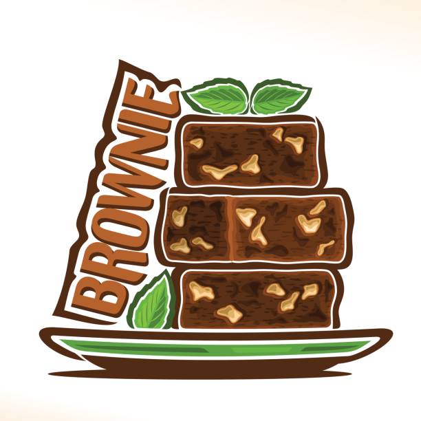 wektor znak brownie - nut pastry brownie hazelnut stock illustrations