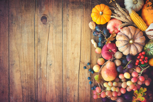 istock Autumn thanksgiving still life on wooden table 853514812