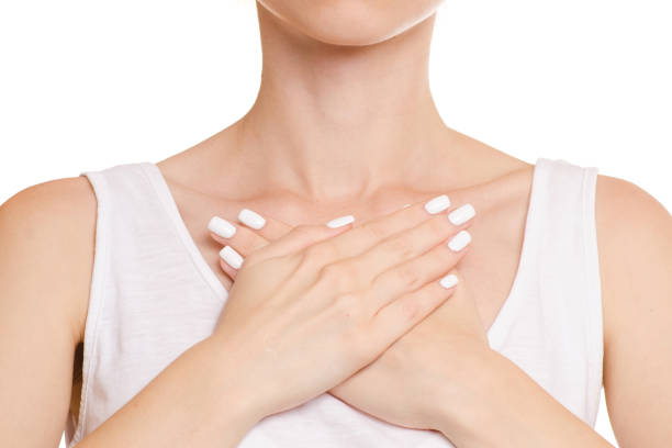 istock Female hands on lungs soul hurts 853515134