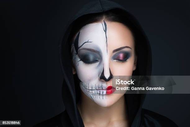 Horror Make Up Stock Photo - Download Image Now - Evil, Hair, Adult