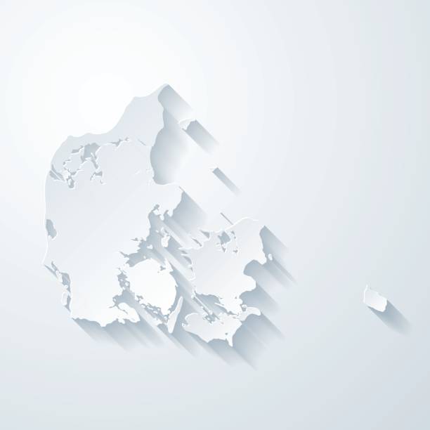 Map of Denmark with a realistic paper cut effect isolated on white background. Vector Illustration (EPS10, well layered and grouped). Easy to edit, manipulate, resize or colorize. Please do not hesitate to contact me if you have any questions, or need to customise the illustration. http://www.istockphoto.com/bgblue/