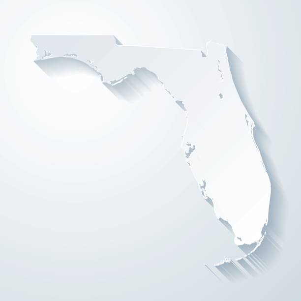 Florida map with paper cut effect on blank background Map of Florida with a realistic paper cut effect isolated on white background. Vector Illustration (EPS10, well layered and grouped). Easy to edit, manipulate, resize or colorize. Please do not hesitate to contact me if you have any questions, or need to customise the illustration. http://www.istockphoto.com/bgblue/ florida us state stock illustrations