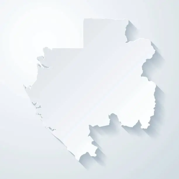 Vector illustration of Gabon map with paper cut effect on blank background