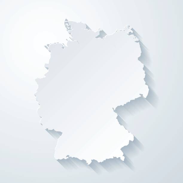 mapa německa s efektem řezu papíru na prázdném pozadí - německo střední evropa stock ilustrace
