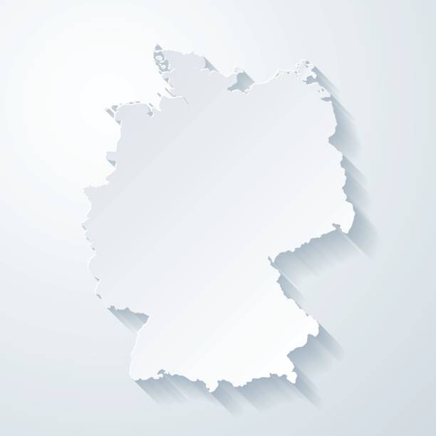 ilustrações de stock, clip art, desenhos animados e ícones de germany map with paper cut effect on blank background - germany