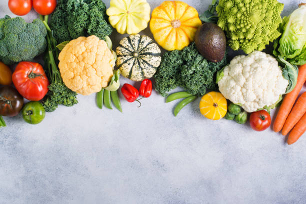 istock Top view of rainbow vegetables, autumn harvest 853550410