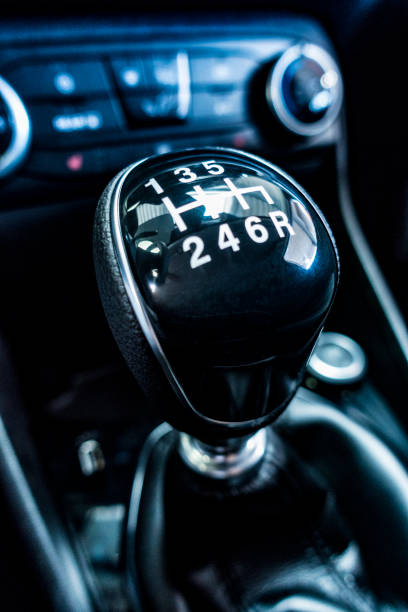 istock Six Speed Gear Stick on black background close up 853560520