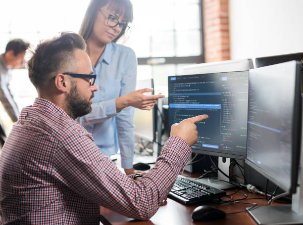 Website design. Developing programming and coding technologies. stock photo