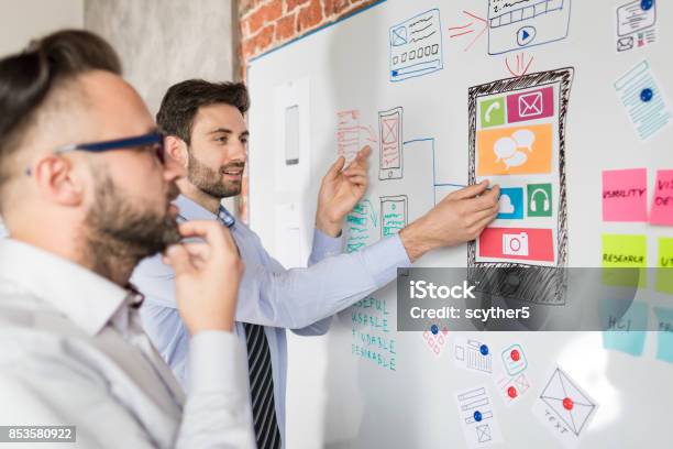 Designers Drawing Website Ux App Development Stock Photo - Download Image Now - Marketing, User Experience, Contented Emotion