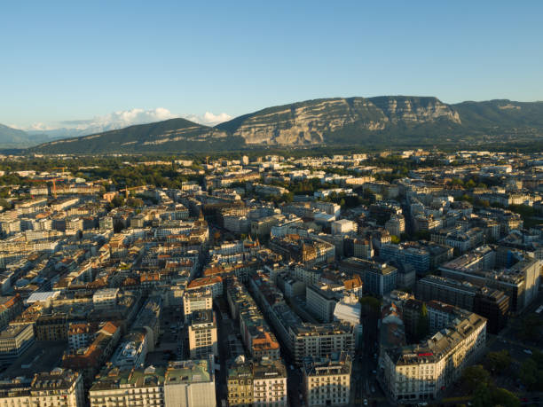 istock Geneva cityscape from aerial view 853584232