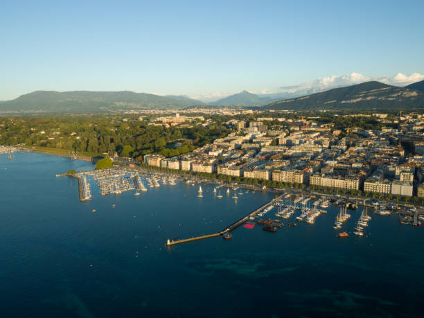 Geneva cityscape from aerial view