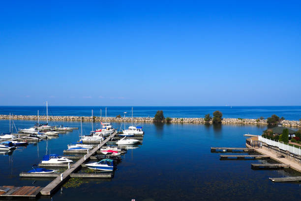 istock Boats moored at harbour 853618282