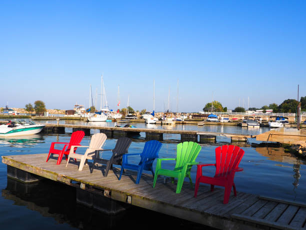 istock Adirondack Chairs by the Lake 853618292