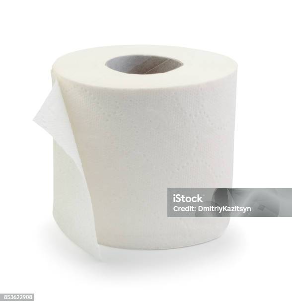 Roll Of Toilet Paper Isolated Stock Photo - Download Image Now - Toilet Paper, Cut Out, Bathroom