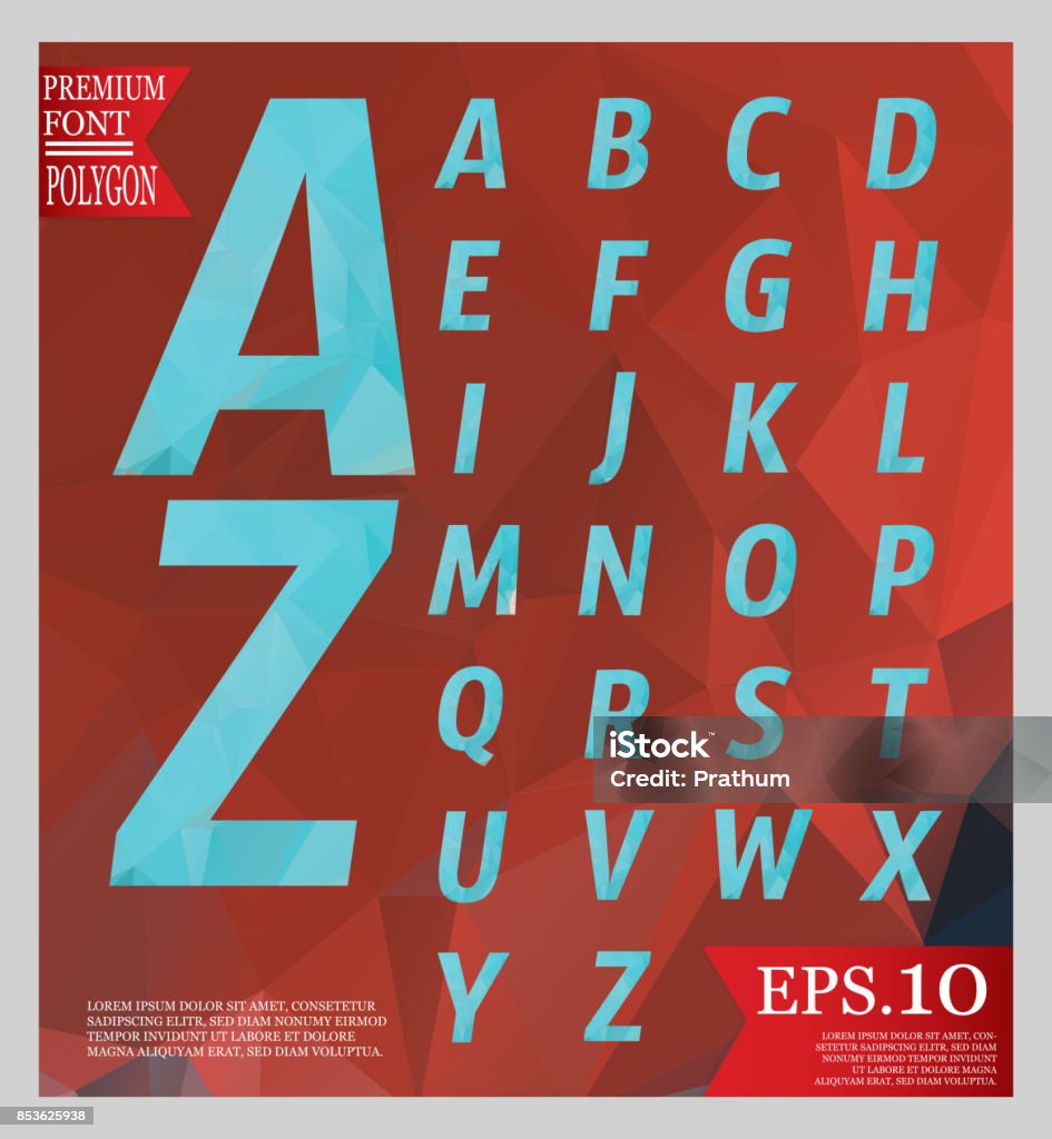 Font With Triangles Set Font Low Poly Design Style Alphabet Multi Color And Background Of ...