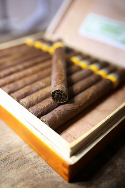 istock Large box of Cuban cigars on a wooden table 853653110