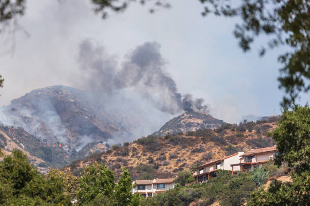 istock La Tuna wildfire in Los Angeles, CA burning a structure 853669552
