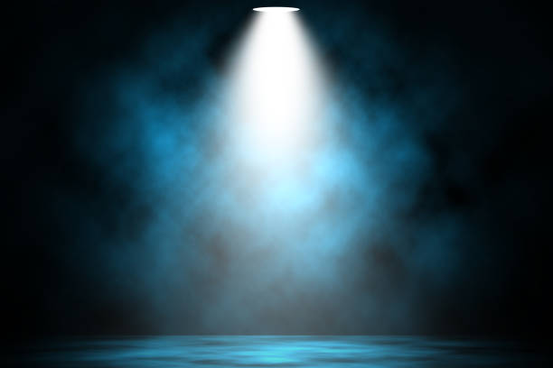 istock Blue spotlight smoke stage entertainment background. 853681624