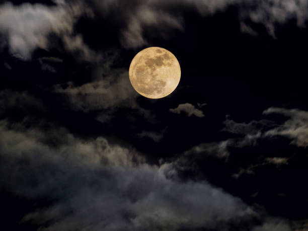 istock Abstract night sky with full moon for halloween background. 853688124