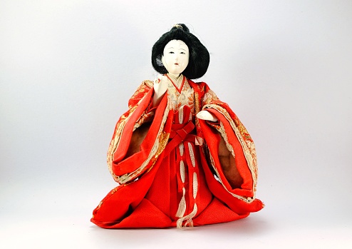 Japanese Doll white isolated.