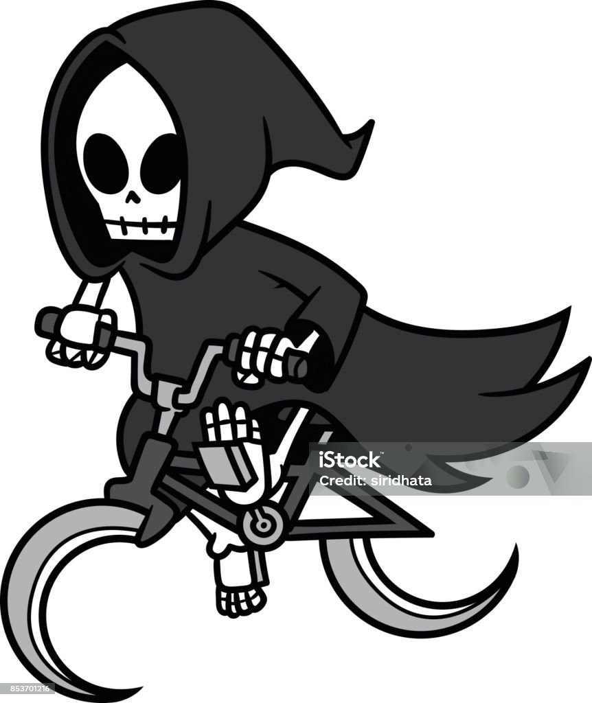 Phim Hoạt Hình Grim Reaper Cưỡi Một Chiếc Xe Đạp Hình minh họa Sẵn ...