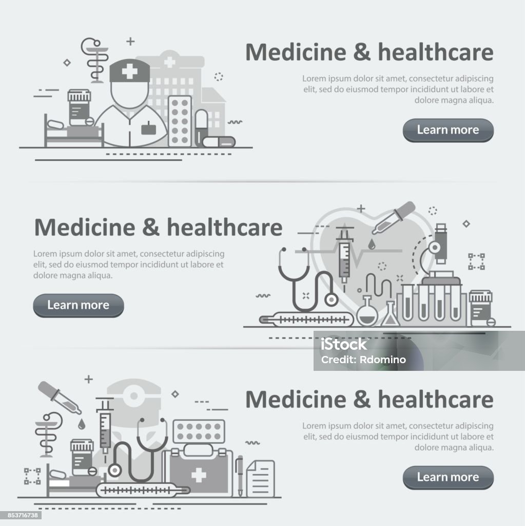 Health System Header Medicine And Healthcare Service Web Header Banner Set Stock ...