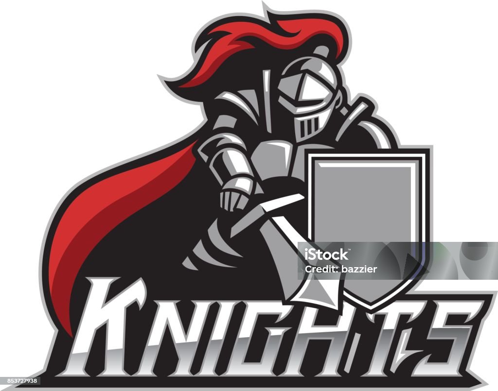 knight mascot with shield vector of knight mascot with shield Knight - Person stock vector