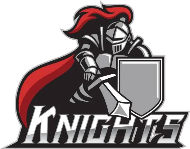Vector illustration of knight mascot with shield