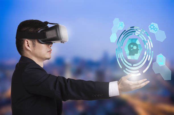 istock Businessman using futuristic VR via AI 853728560