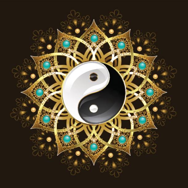 символ мандалы инь ян - yin yang symbol yin yang ball zen like symbol stock illustrations