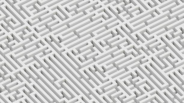 istock Isometric Perspective of an Endless White Maze Landscape 853745632