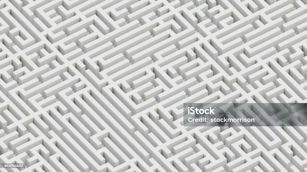 Isometric Perspective of an Endless White Maze Landscape Isometric infinite white granite maze landscape. This image is a 3d render. Maze Stock Photo