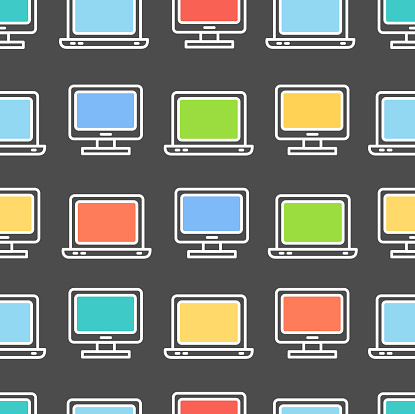 Computer Screen Symbol Seamless Pattern Background Vector Stock ...