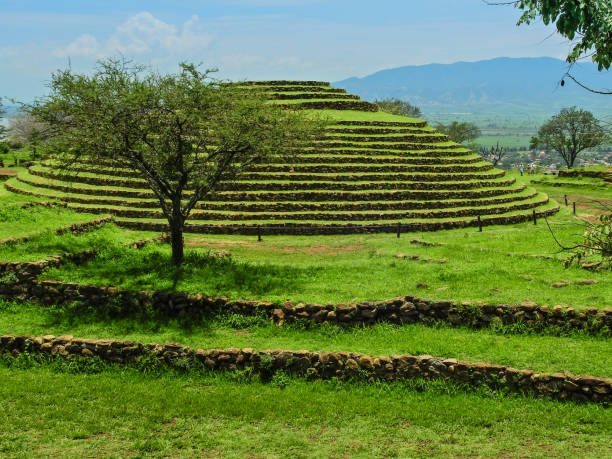 The circular pyramids in Guachimontones ruins.