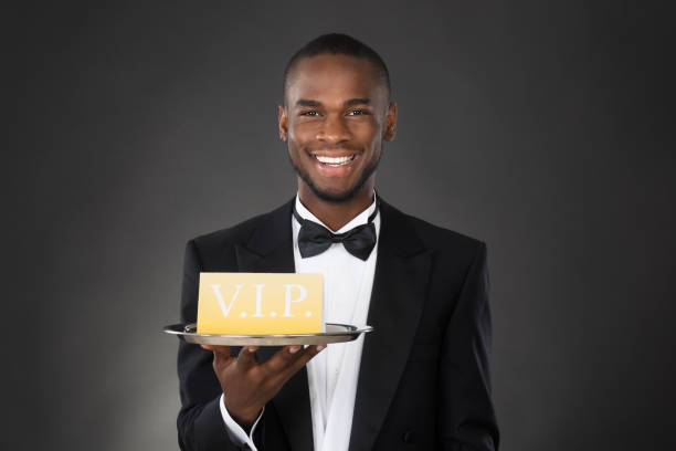 istock Waiter Holding Tray With VIP Sign 853752610