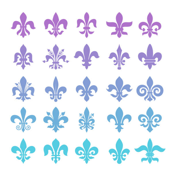 zestaw symboli fleur-de-lis - fleurdelis stock illustrations