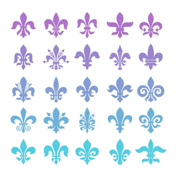 Vector illustration of Fleur-de-lis symbols set