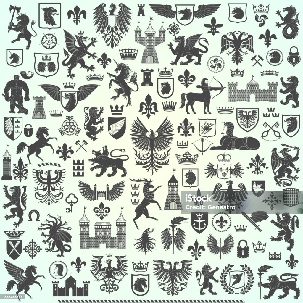 Sagome di elementi di design araldici - arte vettoriale royalty-free di Blasone Sagome di elementi di design araldici - arte vettoriale royalty-free di Blasone