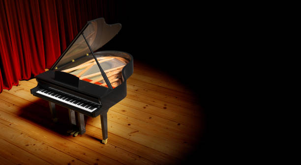istock Piano on the flloor before the curtain. 853765744