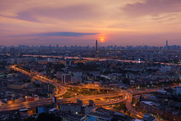istock Bangkok Highway at dusk, Rama 8 Bridge, Thailand 853789620