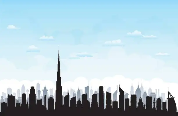 Vector illustration of Dubai (All Buildings Are Moveable and Complete)