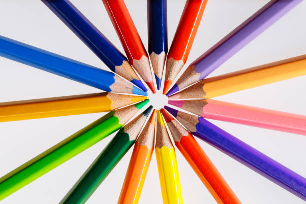 istock Color pencils on white background. Free space for text. Tools for drawing, education, school, creativity. 853798284