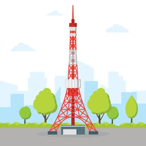 Vector illustration of Tokyo TV Tower. Vector
