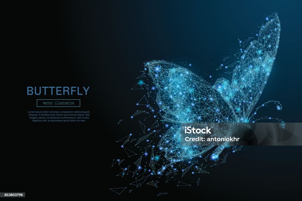 青い蝶の低ポリ - チョウのロイヤリティフリーベクトルアート