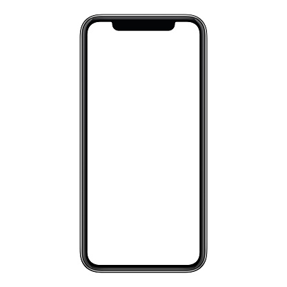 Nueva maqueta de moderno smartphone sin marco con pantalla en blanco aislado en fondo blanco photo