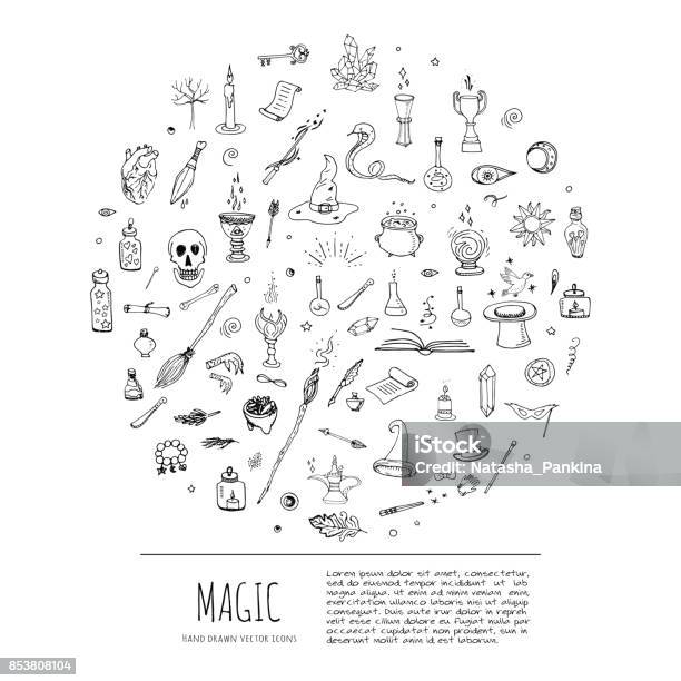 Magic Icons Set Stock Illustration - Download Image Now - Witch, Magician, Wizard