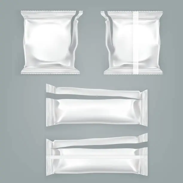 Vector illustration of Unfolded food plastic package vector  template